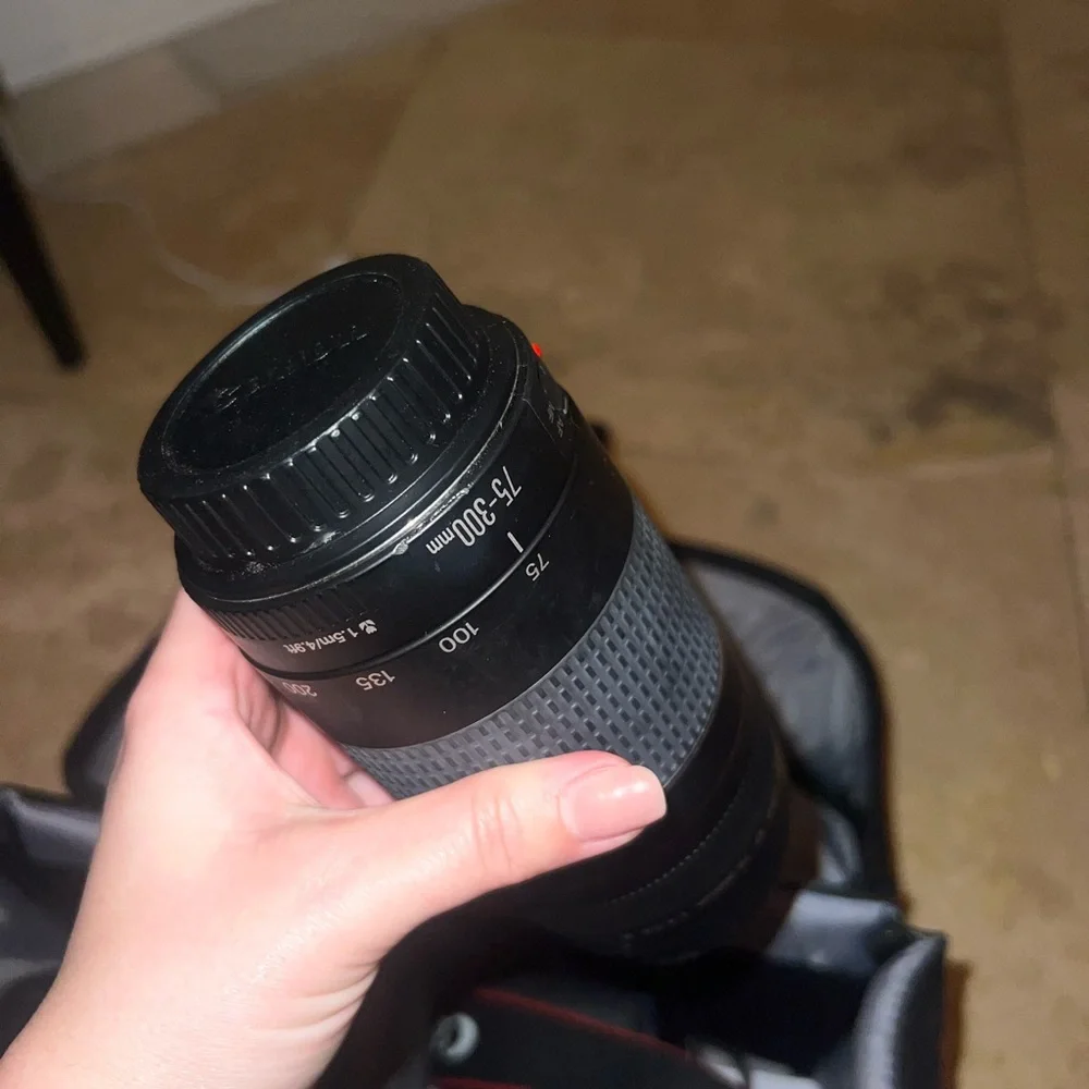 Canon Black and Gray Camera Bag with DSLR and Lens